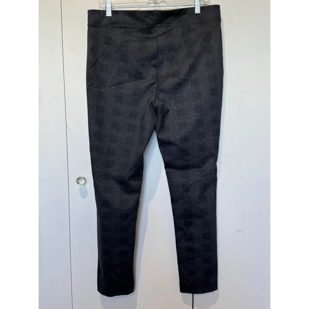 Women's Calvin Klein L Dark Grey Plaid stretch pull on pants